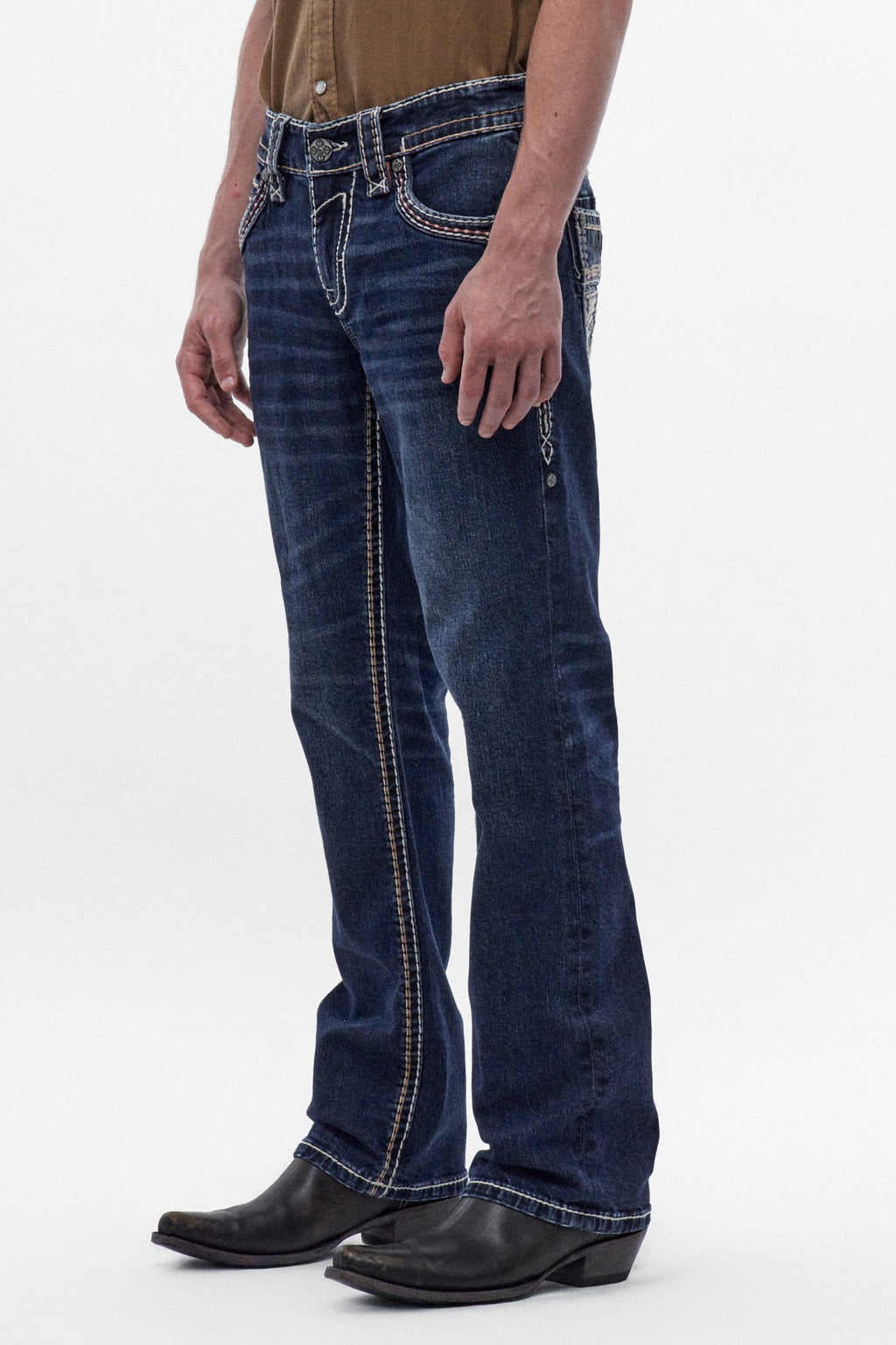 Rock Revival Santiago Bootcut Jeans – Dark Blue
