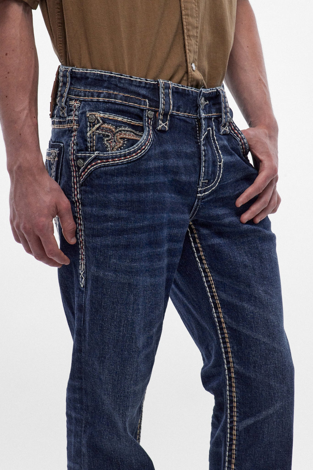 Rock Revival Santiago Bootcut Jeans – Dark Blue