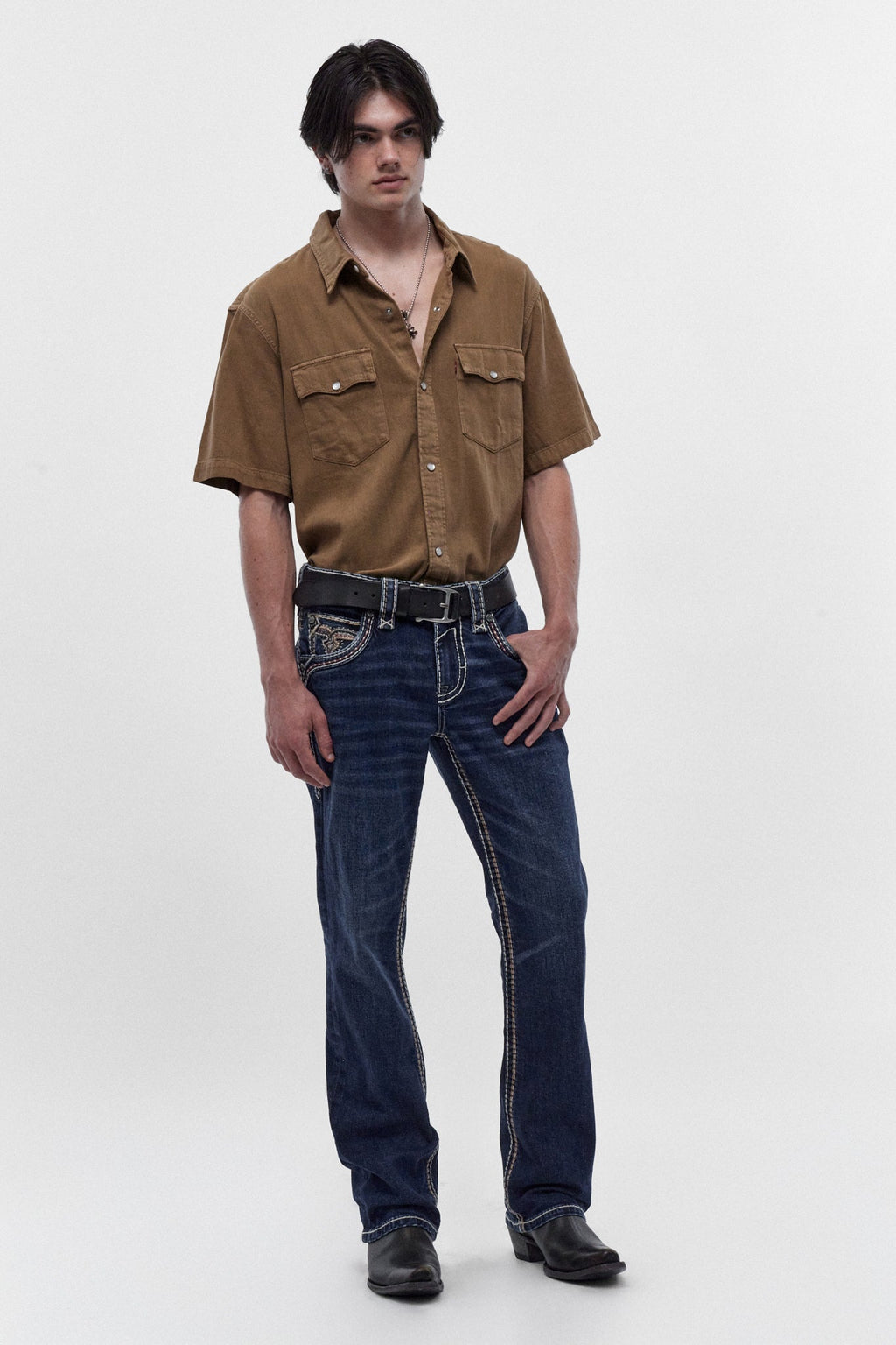 Rock Revival Santiago Bootcut Jeans – Dark Blue