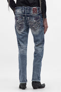 Rock Revival Skye Straight Jeans in Light Blue – on model, image 1