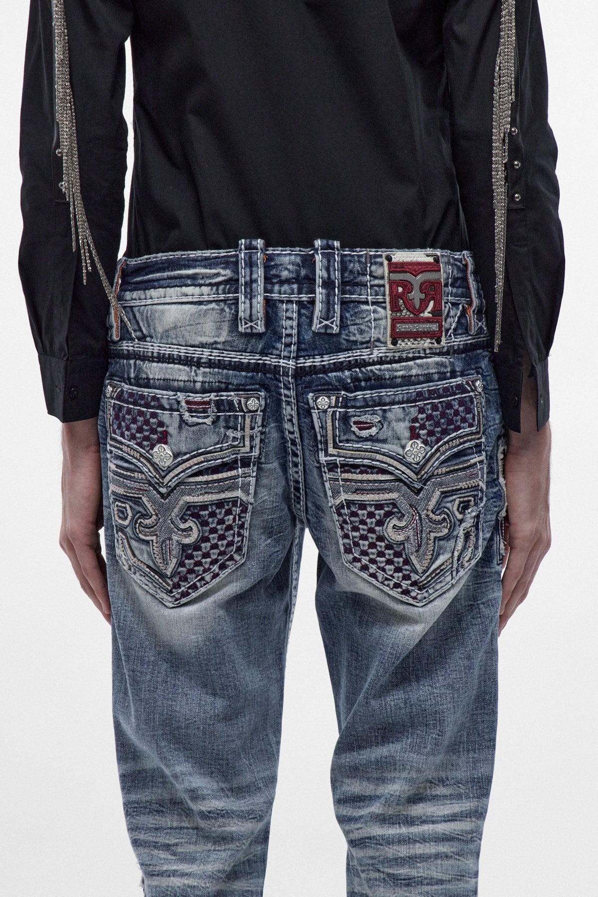 Rock Revival Skye Straight Jeans in Light Blue – on model, image 5