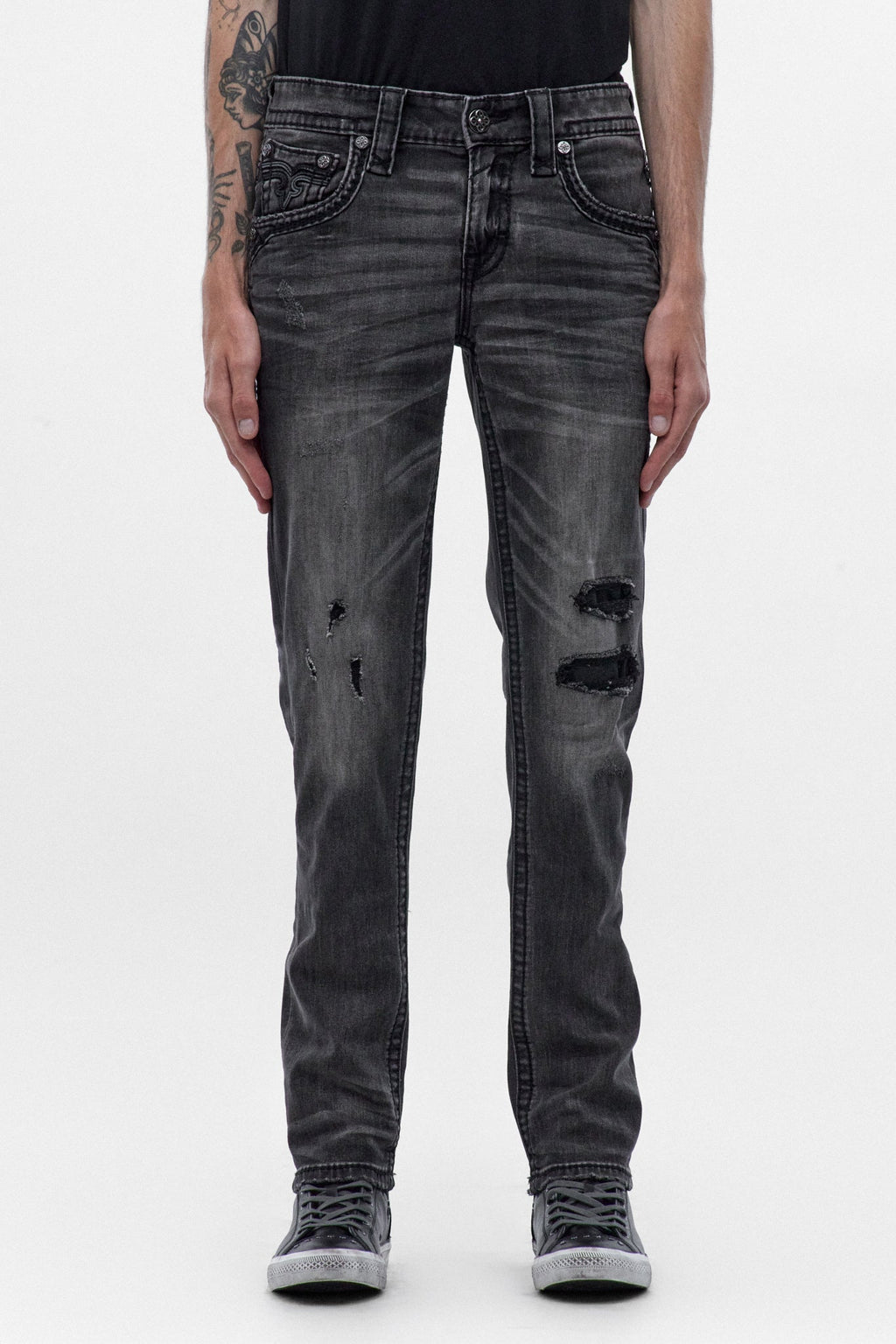 Rock Revival Ted Alt Straight Jeans – Grey Black