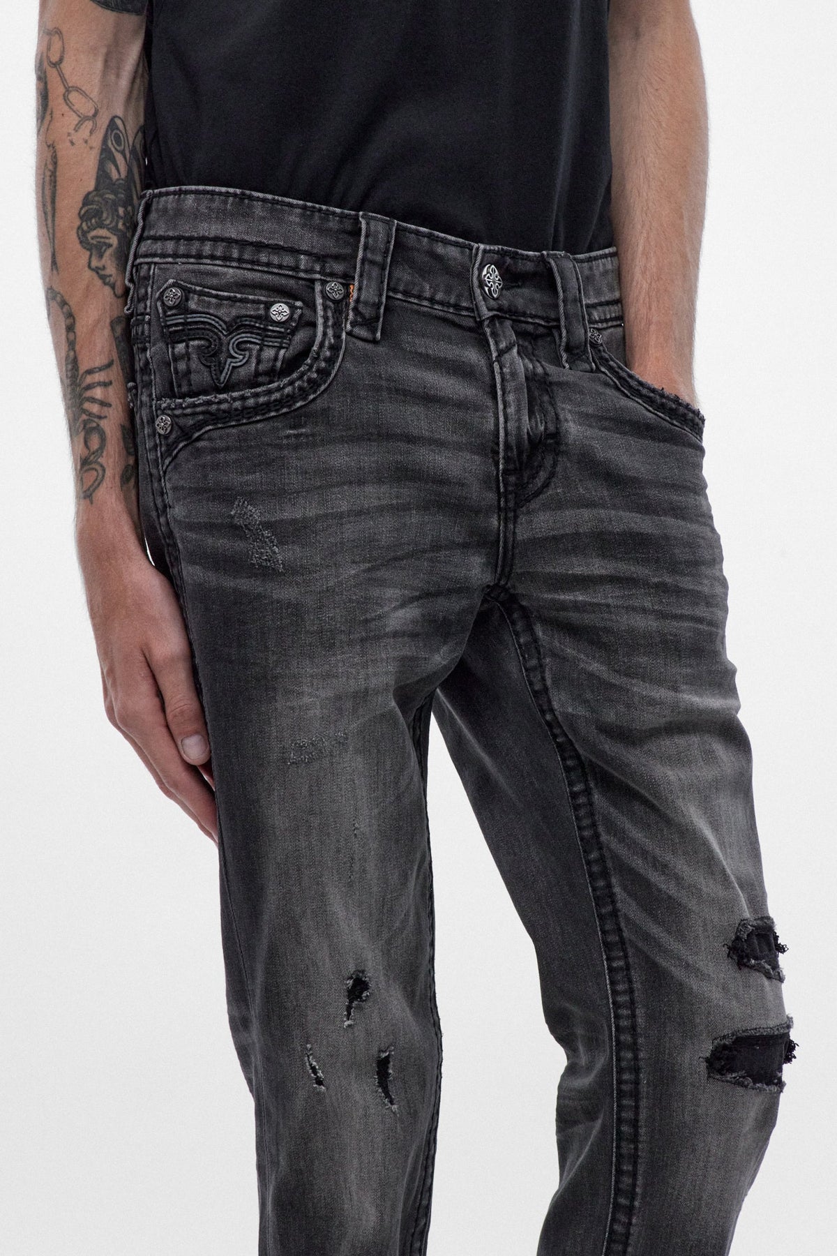 Rock Revival Ted Alt Straight Jeans – Grey Black