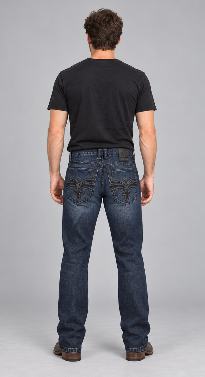 Rock Revival Wes Straight Jeans – Dark Blue