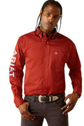 Ariat Team Logo Twill Long Sleeve Classic Fit Shirt – Dark Red/Khaki